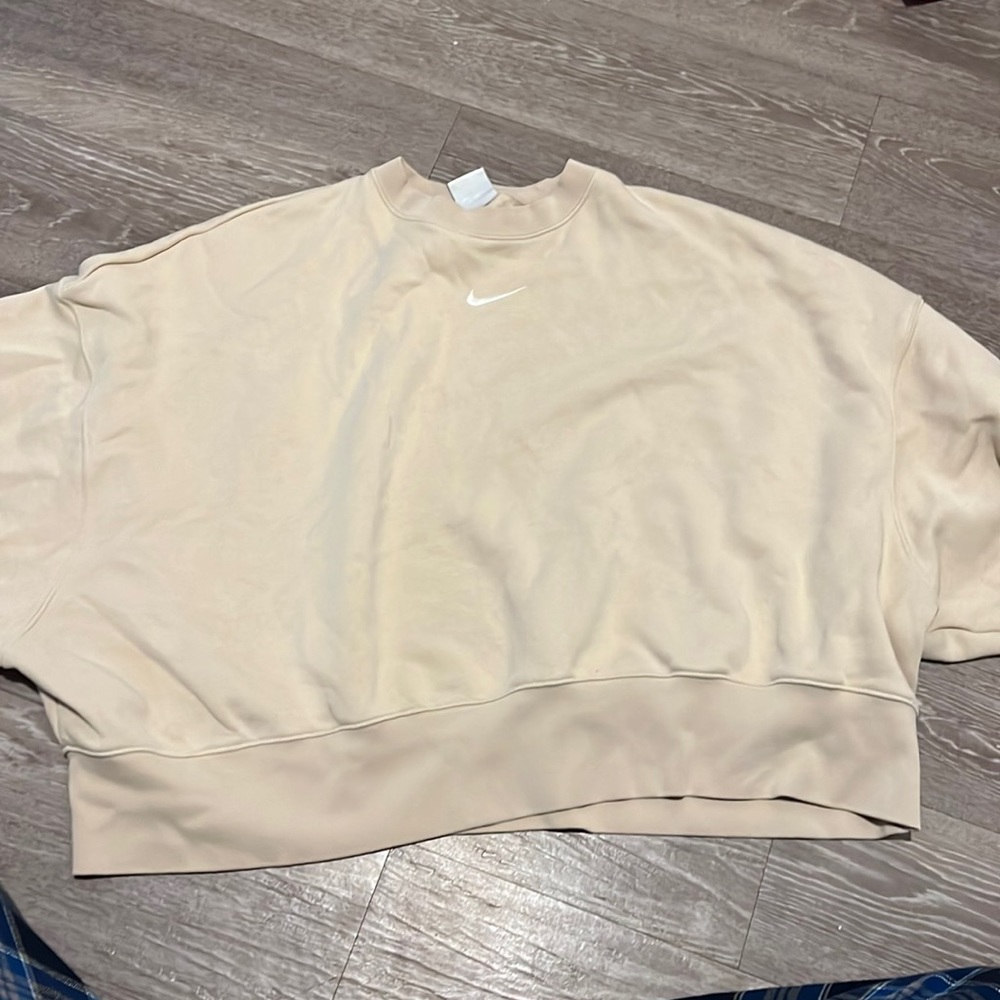 Women’s Tan Cropped Nike Pullover
